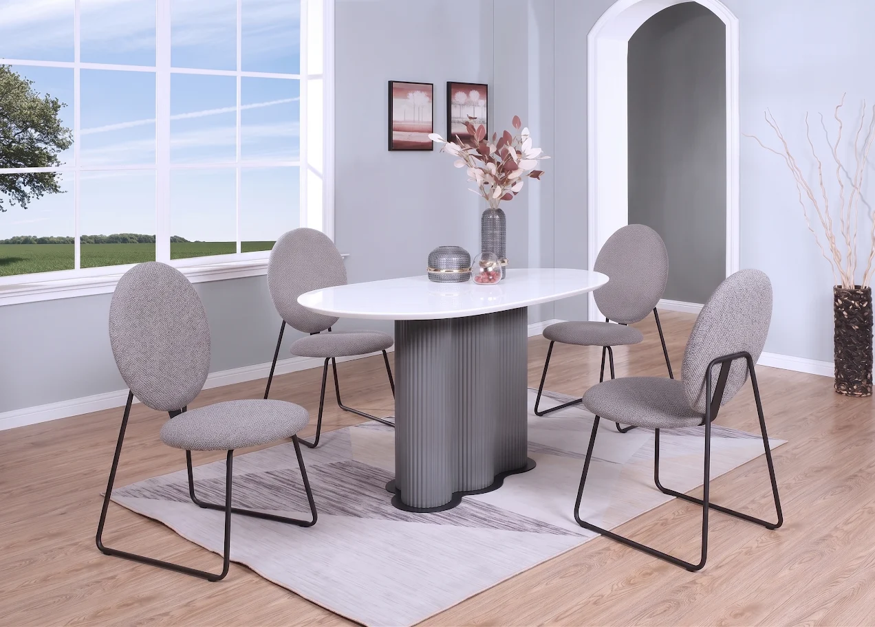 Dining table with four chairs, listed as one set